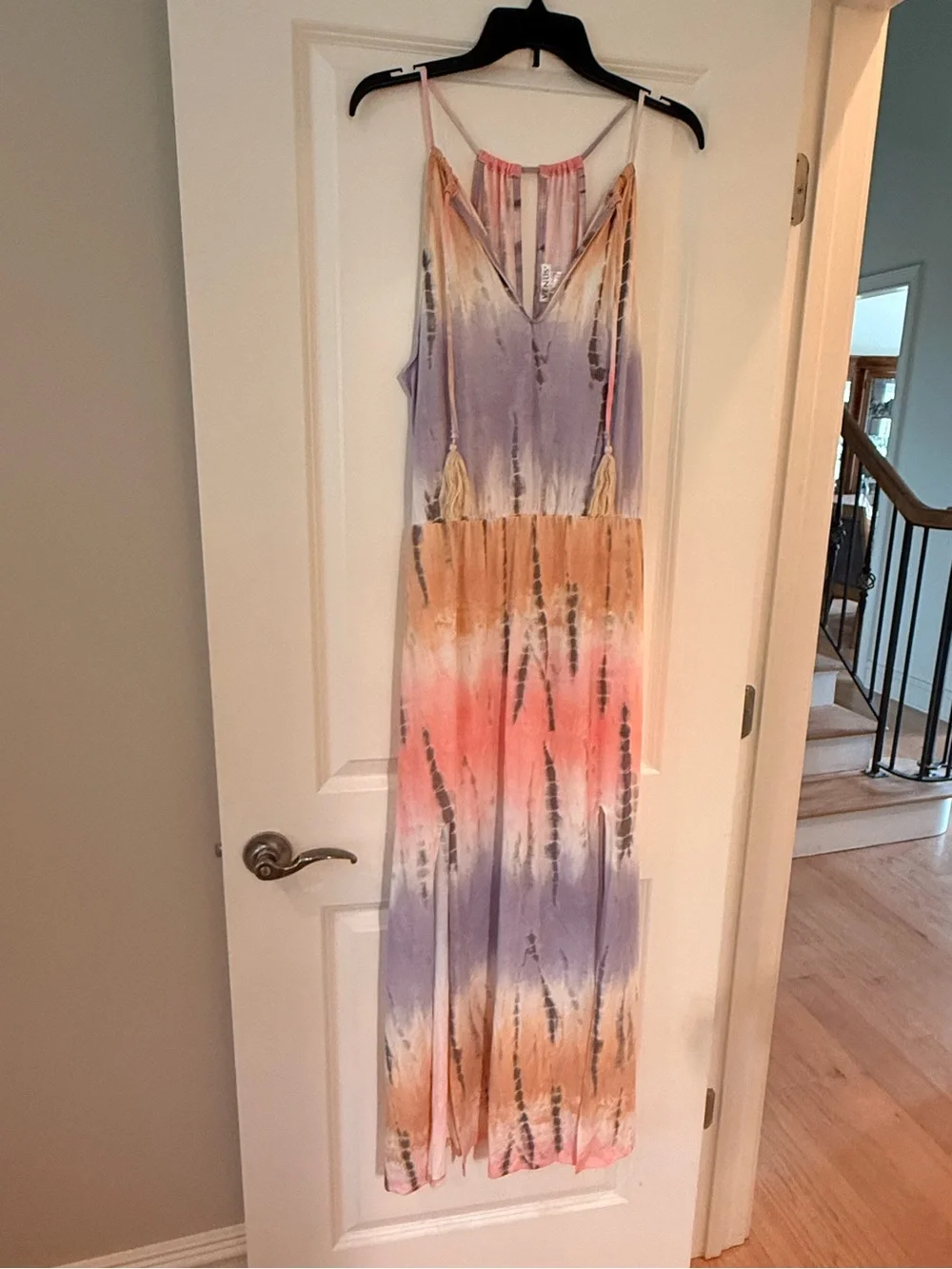VENUS Pink Lavender Tie-Dye Maxi Dress with Side Slits Size Large - Picture 2 of 3